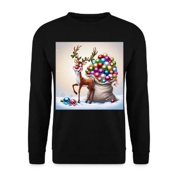 Cute Reindeer - Unisex Sweatshirt - black - Front - Alina (178cm) & Michal (187cm)