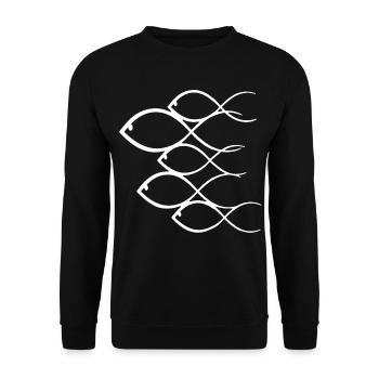 Schwarm Weißfische - Unisex Pullover - Schwarz - Vorne - Alina (178cm) & Michal (187cm)