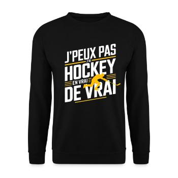 Ich kann nicht, ich kann Hockey haben - Unisex Pullover - Schwarz - Vorne - Alina (178cm) & Michal (187cm)