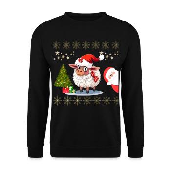 Festliches Weihnachtsschaf - Pullis und Süße Kleid - Unisex Pullover - Schwarz - Vorne - Alina (178cm) & Michal (187cm)