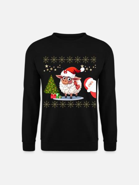 Festliches Weihnachtsschaf - Pullis und Süße Kleid - Unisex Pullover - Schwarz
