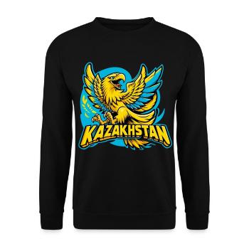 Kazakhstan Eagle Coat of Arms Emblem Flag Gift - Unisex Sweatshirt - black - Front - Alina (178cm) & Michal (187cm)