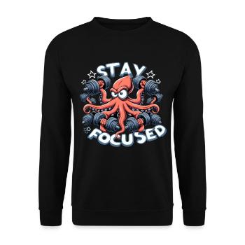 Focus Octopus Octopus Funny Gym Fitness Gift - Unisex Sweatshirt - black - Front - Alina (178cm) & Michal (187cm)