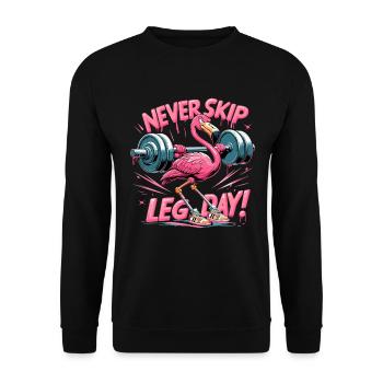 Leg Day Flamingo Beintraining witzig Gym Geschenk - Unisex Pullover - Schwarz - Vorne - Alina (178cm) & Michal (187cm)