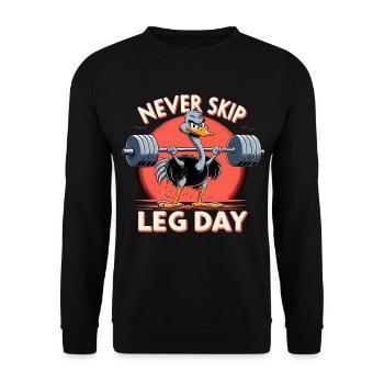 Leg Day Strauß Beintraining witzig Gym Geschenk - Unisex Pullover - Schwarz - Vorne - Alina (178cm) & Michal (187cm)