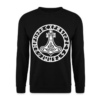 Weißer Wikingerhammer - Unisex Pullover - Schwarz - Vorne - Alina (178cm) & Michal (187cm)