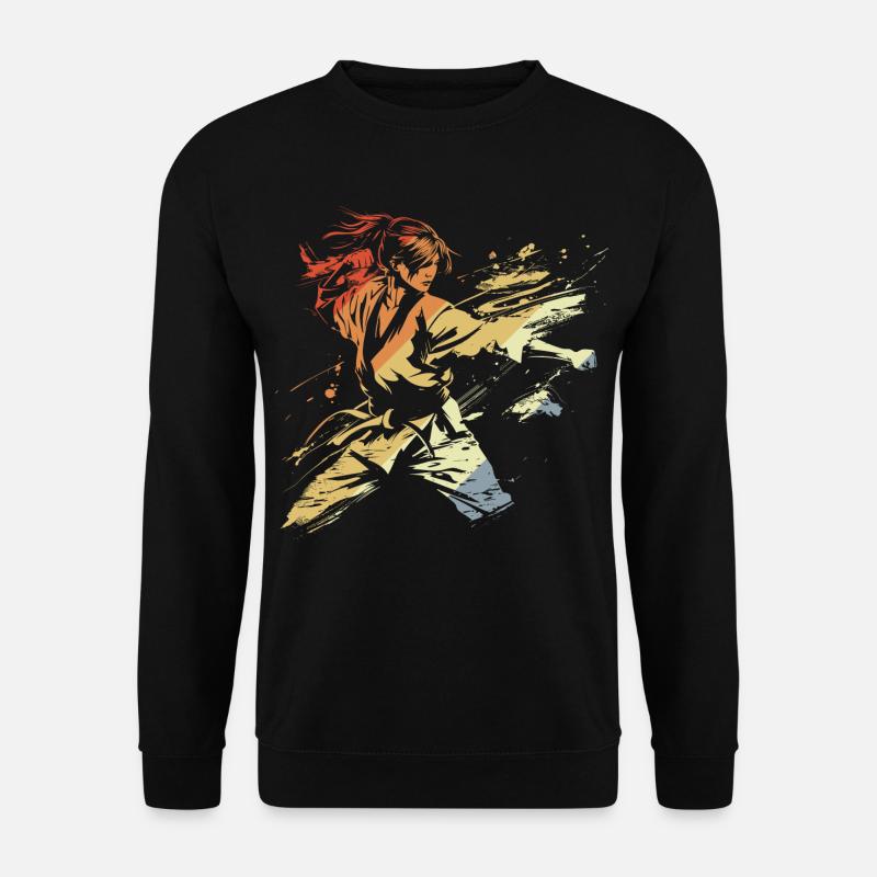Retro Weibliche Karateka - Unisex Pullover - Schwarz