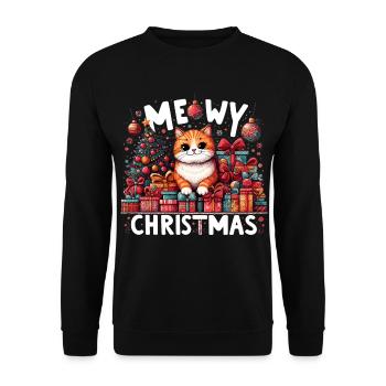 Miaou Noël chat Orange drôle cadeau - Sweat-shirt Unisexe - noir - Devant - Alina (178cm) & Michal (187cm)