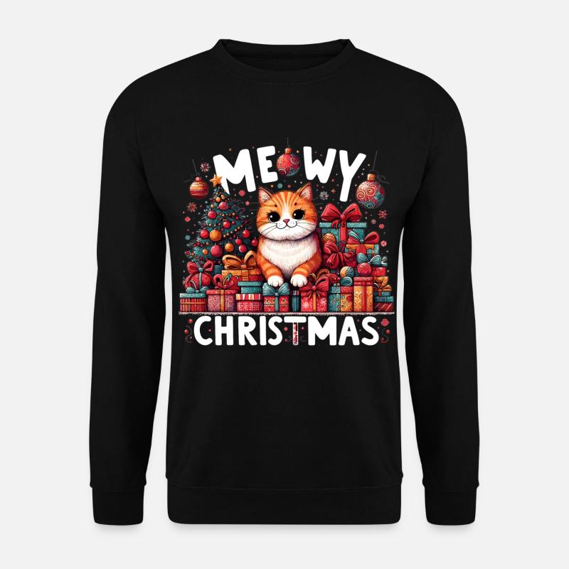 Meowy Weihnachten Katze orange witzig Geschenk - Unisex Pullover - Schwarz