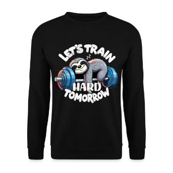 Entraînement du matin paresseux drôle de gym cadeau - Sweat-shirt Unisexe - noir - Devant - Alina (178cm) & Michal (187cm)