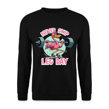 Leg Day Flamingo Beintraining witzig Gym Geschenk - Unisex Pullover - Schwarz - Vorne - Alina (178cm) & Michal (187cm)