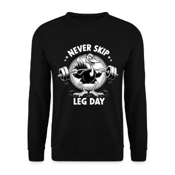 Leg Day Strauß Beintraining witzig Gym Geschenk - Unisex Pullover - Schwarz - Vorne - Alina (178cm) & Michal (187cm)