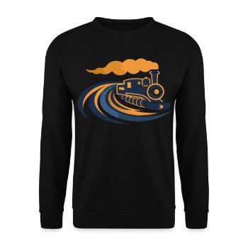 Lokomotive 90er Look - Unisex Pullover - Schwarz - Vorne - Alina (178cm) & Michal (187cm)