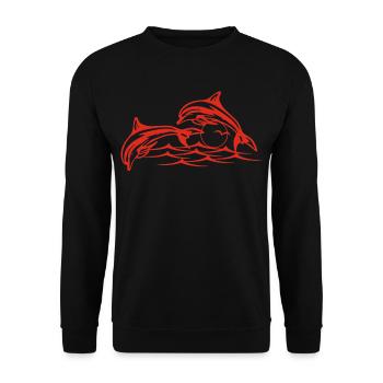 Rote Delfine - Unisex Pullover - Schwarz - Vorne - Alina (178cm) & Michal (187cm)