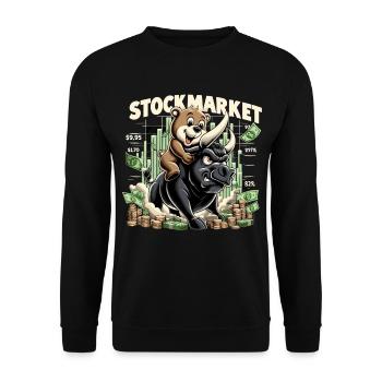 Stock Market Stock Market Bull Bull Bear Profit Gift - Unisex Sweatshirt - black - Front - Alina (178cm) & Michal (187cm)