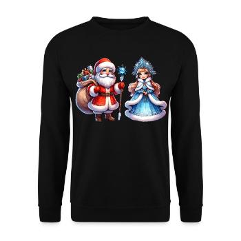 Ded Moroz Snegurotschka russischer Weihnachtsmann - Unisex Pullover - Schwarz - Vorne - Alina (178cm) & Michal (187cm)