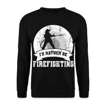 I'd rather be in the fire department - Unisex Sweatshirt - black - Front - Alina (178cm) & Michal (187cm)