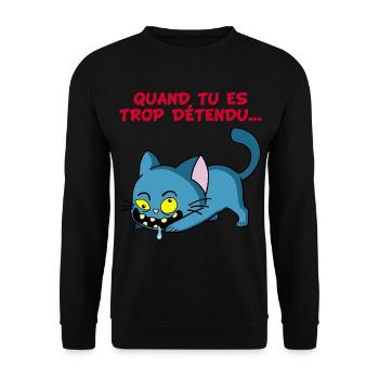 Chat manga détendu - Sweat-shirt Unisexe - noir - Devant - Alina (178cm) & Michal (187cm)