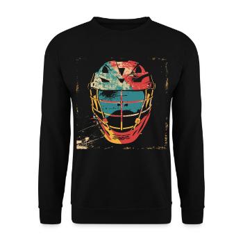 Oldschool Lacrosse Helmet - Unisex Sweatshirt - black - Front - Alina (178cm) & Michal (187cm)