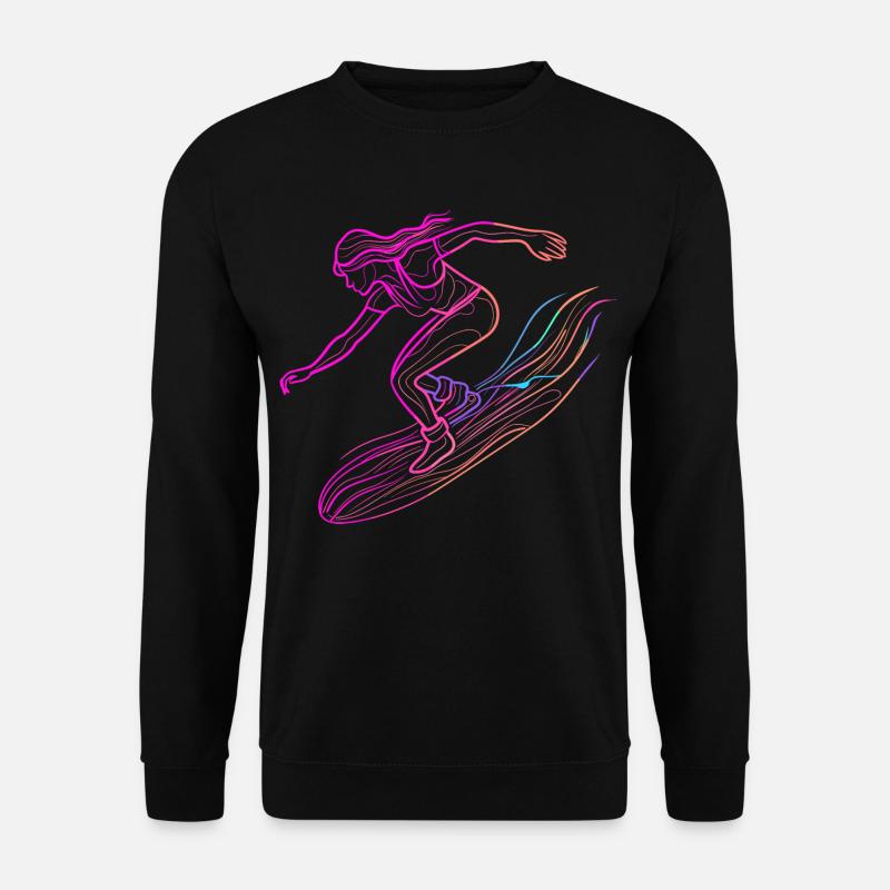 Surfing Frau - Unisex Pullover - Schwarz