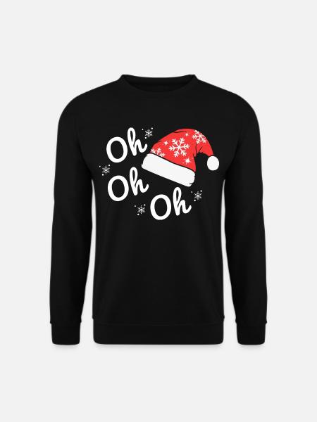 Bonnet de Noël avec Flocons, Texte Joyeux oh oh oh - Sweat-shirt Unisexe - noir