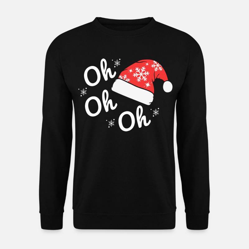 Bonnet de Noël avec Flocons, Texte Joyeux oh oh oh - Sweat-shirt Unisexe - noir