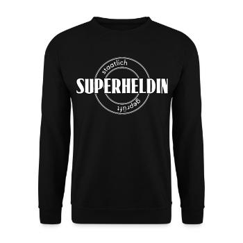 Superheldin - Unisex Pullover - Schwarz - Vorne - Alina (178cm) & Michal (187cm)
