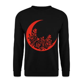 Red Flowering Moon - Unisex Sweatshirt - black - Front - Alina (178cm) & Michal (187cm)