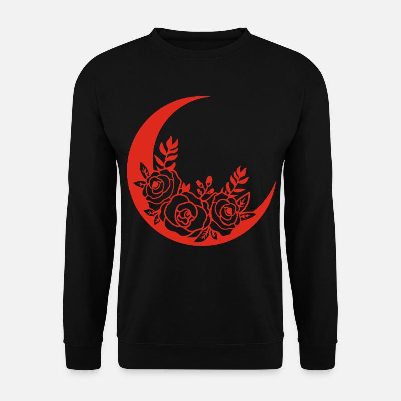 Roter blühender Mond - Unisex Pullover - Schwarz