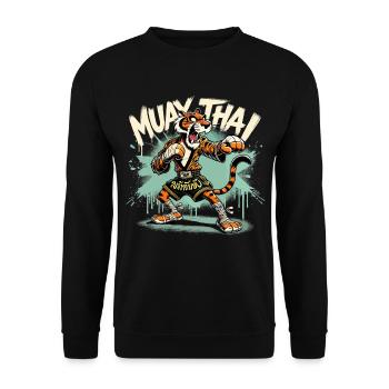 Muay Thai Tiger Boxe thaïlandaise Boxe Cadeau - Sweat-shirt Unisexe - noir - Devant - Alina (178cm) & Michal (187cm)