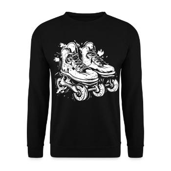 Rollerskates Skizze - Unisex Pullover - Schwarz - Vorne - Alina (178cm) & Michal (187cm)