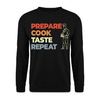 Prepare Cook Taste Repeat - Unisex Pullover - Schwarz - Vorne - Alina (178cm) & Michal (187cm)