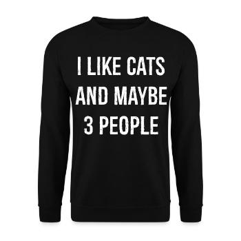 J’aime les chats et peut-être 3 personnes chemise drôle - Sweat-shirt Unisexe - noir - Devant - Alina (178cm) & Michal (187cm)