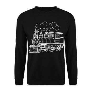 Dampflokomotive Skizze - Unisex Pullover - Schwarz - Vorne - Alina (178cm) & Michal (187cm)