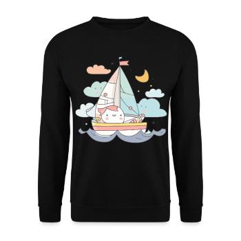 Segeln Comic Stil - Unisex Pullover - Schwarz - Vorne - Alina (178cm) & Michal (187cm)