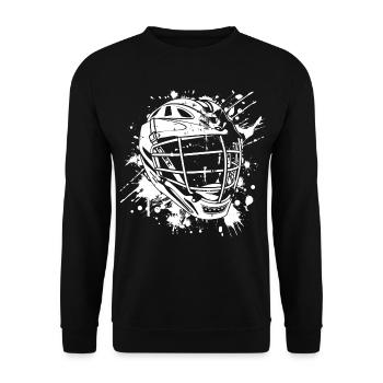 Lacrosse Helm Streetart - Unisex Pullover - Schwarz - Vorne - Alina (178cm) & Michal (187cm)