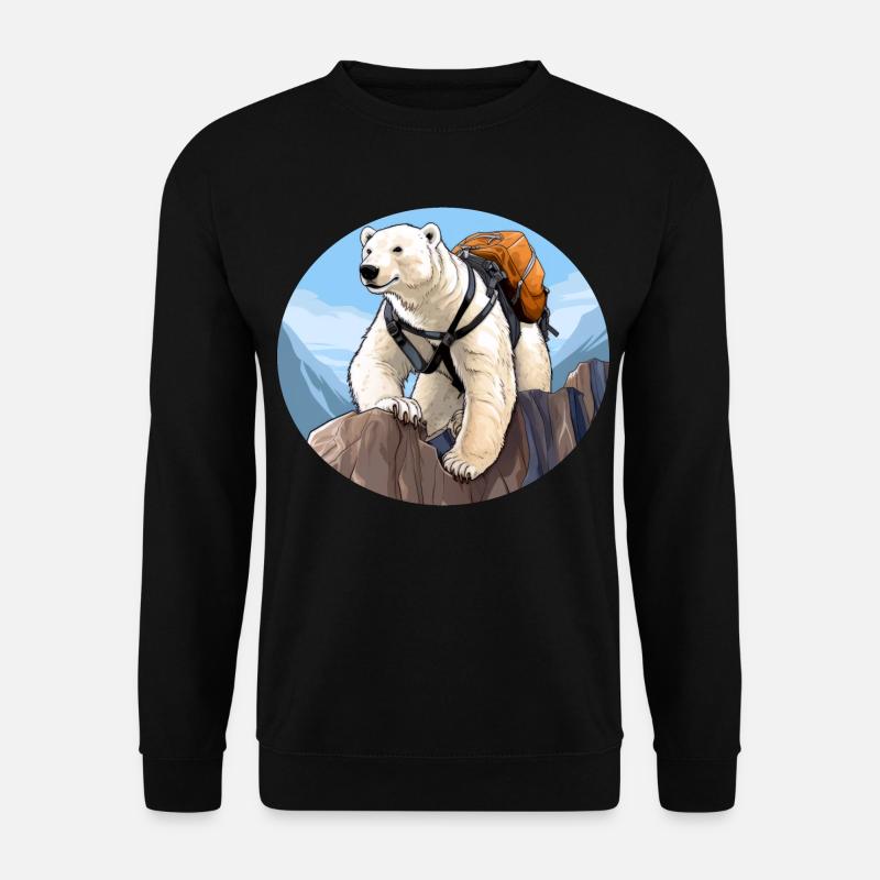 Eisbären Wandern / Bergsteiger Eisbär - Unisex Pullover - Schwarz