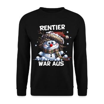 Rentier war aus Schneemann Chaos Weihnacht - Unisex Pullover - Schwarz - Vorne - Alina (178cm) & Michal (187cm)