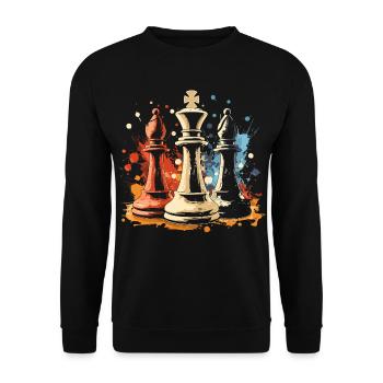 Schach Läufer und König Graffiti - Unisex Pullover - Schwarz - Vorne - Alina (178cm) & Michal (187cm)