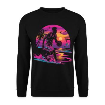 Basketball Synthwave - Unisex Sweatshirt - black - Front - Alina (178cm) & Michal (187cm)