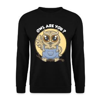 Owl are you ? - Sweat-shirt Unisexe - noir - Devant - Alina (178cm) & Michal (187cm)