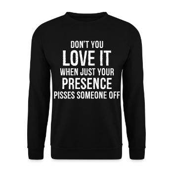 N’aimez-vous pas la présence chemise drôle - Sweat-shirt Unisexe - noir - Devant - Alina (178cm) & Michal (187cm)
