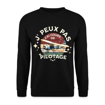 J'peux pas j'ai cours de pilotage - Sweat-shirt Unisexe - noir - Devant - Alina (178cm) & Michal (187cm)