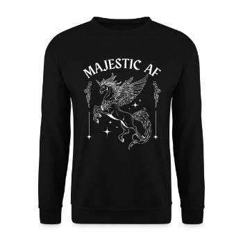 Majestic AF – Licorne volante - Sweat-shirt Unisexe - noir - Devant - Alina (178cm) & Michal (187cm)