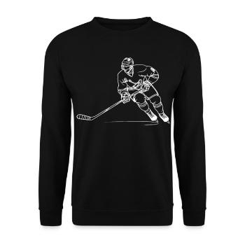 Eishockeyspieler Line Art - Unisex Pullover - Schwarz - Vorne - Alina (178cm) & Michal (187cm)