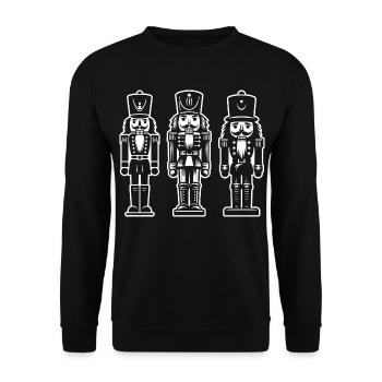 Nussknacker Trio Print - Unisex Pullover - Schwarz - Vorne - Alina (178cm) & Michal (187cm)