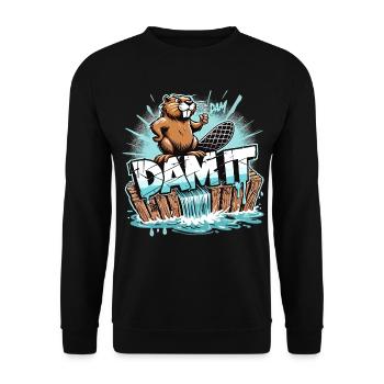 Biber Damm Verdammt witzig Bieber Geschenk - Unisex Pullover - Schwarz - Vorne - Alina (178cm) & Michal (187cm)