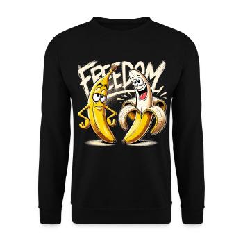 Cadeau banane liberté - Sweat-shirt Unisexe - noir - Devant - Alina (178cm) & Michal (187cm)