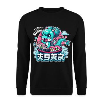 Cadeau Dragon Maki Sushi Kawaii - Sweat-shirt Unisexe - noir - Devant - Alina (178cm) & Michal (187cm)