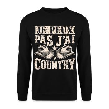 Je Peux Pas J'ai Country ,Vintage Humour Country - Sweat-shirt Unisexe - noir - Devant - Alina (178cm) & Michal (187cm)